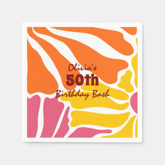 Servilleta De Papel Flores Retro Vintage Elegantes y Coloridas Cumplea