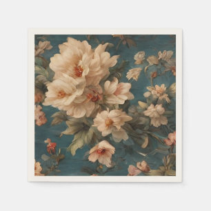 Servilleta De Papel Flores rojas de coral exquisito blanco y exuberant