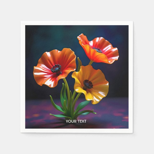 Servilleta De Papel Flores rojas de vidrio barato de fantasía (Anverso)