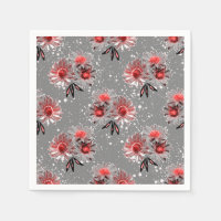 Flores rojas en gris