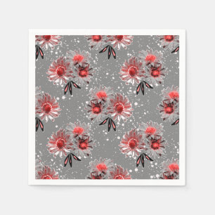 Servilleta De Papel Flores rojas en gris