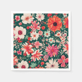 Servilleta De Papel Flores rojas y blancas vibrantes