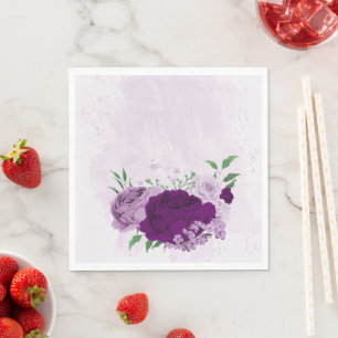 Servilleta De Papel Flores románticas púrpuras vegetación boda