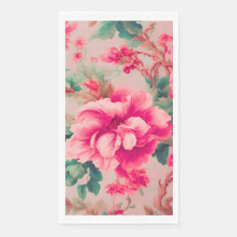Servilleta De Papel Flores rosa brillante refinadas y elegantes, hojas