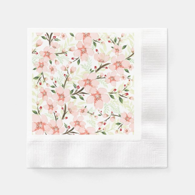Servilleta De Papel Flores rosadas (Anverso)