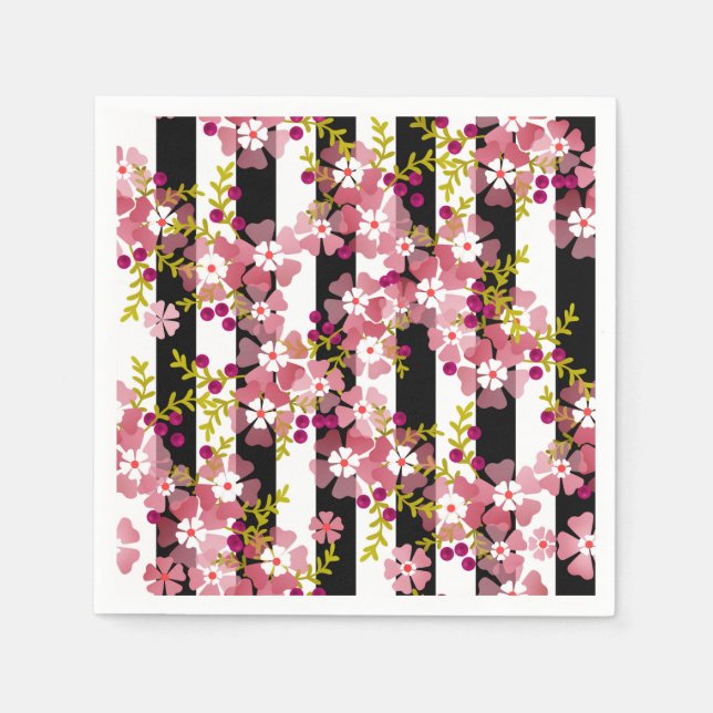 Servilleta De Papel Flores rosadas (Anverso)