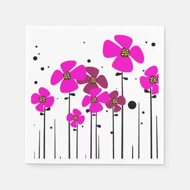 Servilleta De Papel Flores rosadas (Anverso)