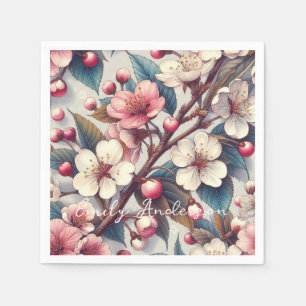 Servilleta De Papel Flores rosadas de cerezo floral japonés Sakura