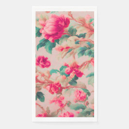 Servilleta De Papel Flores rosadas elegantes y refinadas, hojas exuber