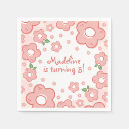 Servilleta De Papel Flores rosadas fincas fiesta de cumpleaños