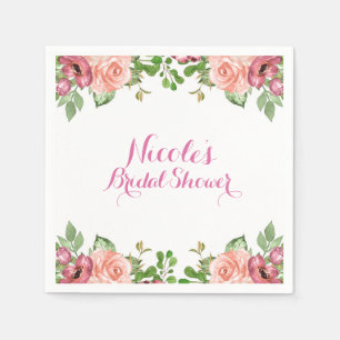 Servilleta De Papel Flores rosadas Marsala Floral Elegante Despedida d