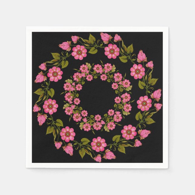 Servilleta De Papel Flores rosadas | Napkin de papel boda (Anverso)