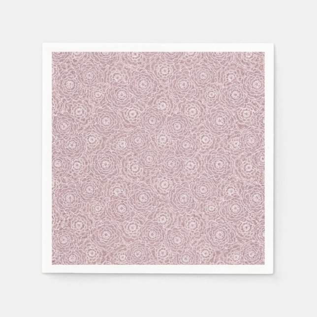 Servilleta De Papel Flores rosadas rojas y turbias monocromáticas (Anverso)