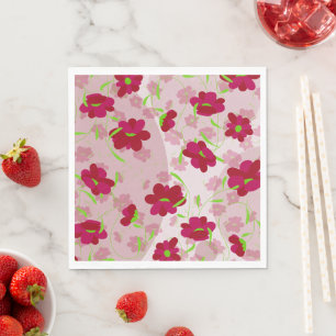 Servilleta De Papel Flores rosadas y rojas - Floral