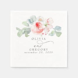 Servilleta De Papel Flores rosas Boda romántico elegante