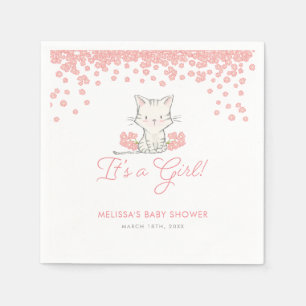 Servilleta De Papel Flores rosas Kitten Chica Baby Shower