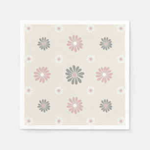 Servilleta De Papel Flores rosas y grises