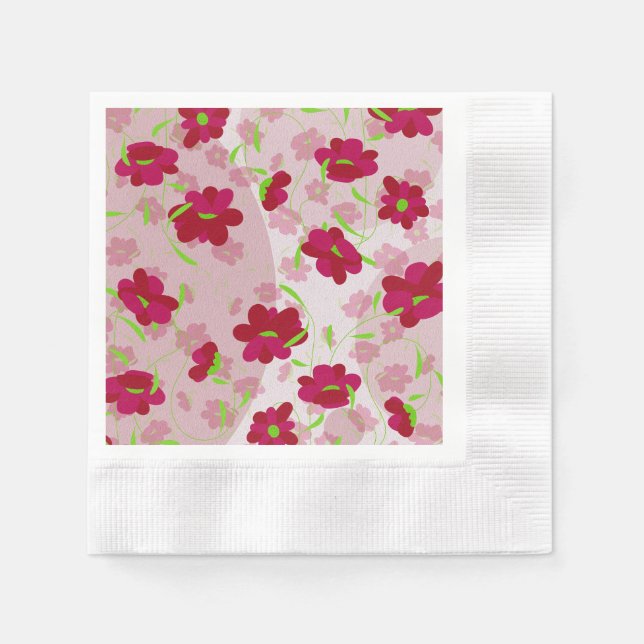 Servilleta De Papel Flores rosas y rojas - Floral (Anverso)