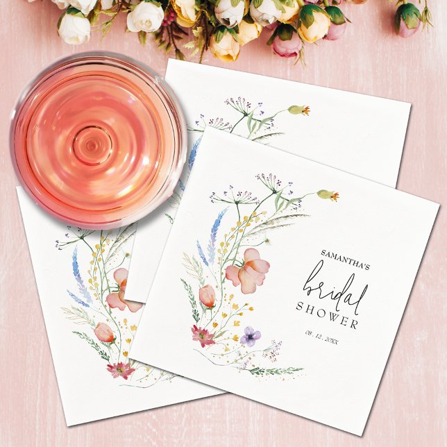 Servilleta De Papel Flores salvajes Ducha de novias (Wildflowers Bridal Shower Napkins)
