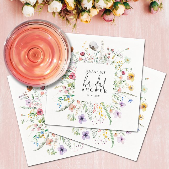 Servilleta De Papel Flores salvajes Ducha de novias (Wildflowers Bridal Shower Napkins)