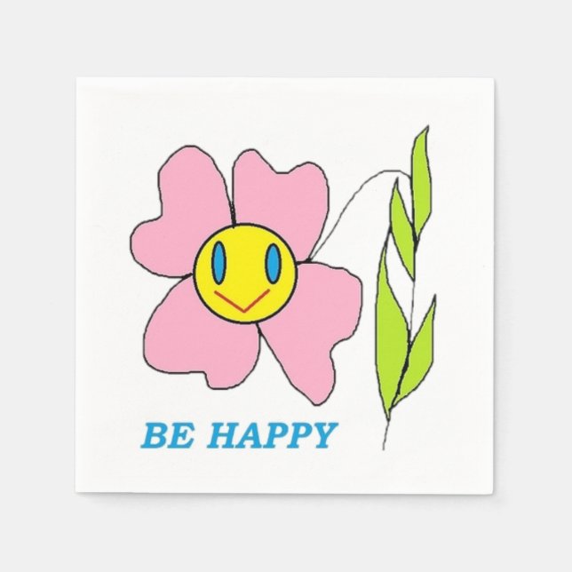 SERVILLETA DE PAPEL FLORES "SER FELIZ" (Anverso)