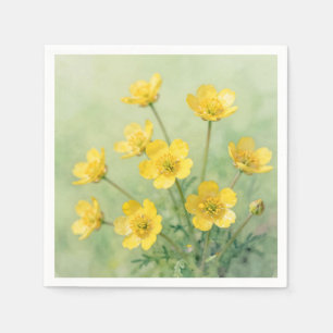 Servilleta De Papel Flores silvestres amarillas brillantes prado de pr