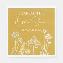 Servilleta De Papel Flores silvestres amarillas esbozadas Floral Brida