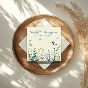 Servilleta De Papel Flores silvestres azules y verdes