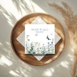 Servilleta De Papel Flores silvestres azules y verdes