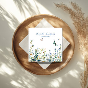 Servilleta De Papel Flores silvestres azules y verdes