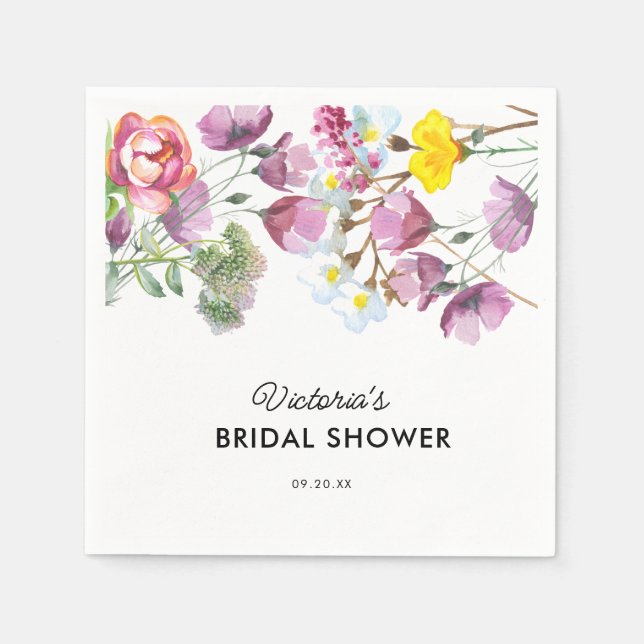 Servilleta De Papel Flores silvestres | Boho Bridal Shower (Anverso)