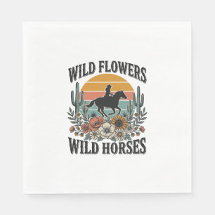 Servilleta De Papel Flores Silvestres Caballos Salvajes Camisa Floral 