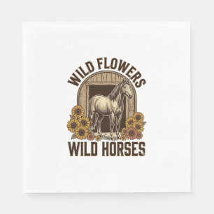 Servilleta De Papel Flores Silvestres Caballos Salvajes Camisa Western