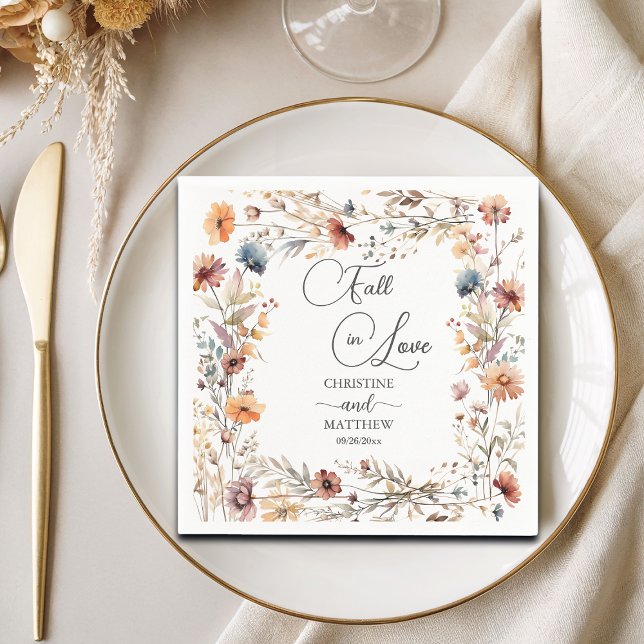 Servilleta De Papel Flores Silvestres Caer en Amor Elegante Boda (Subido por el creador)