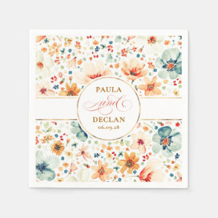 Servilleta De Papel Flores silvestres color de agua Elegante Boho Fall
