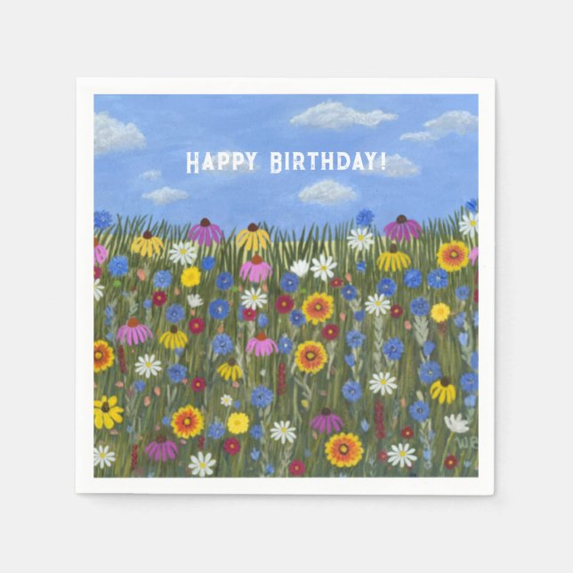 Servilleta De Papel Flores silvestres con daisies (Anverso)