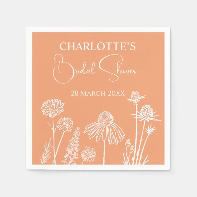 Servilleta De Papel Flores Silvestres de Albaricoque Boceto Floral Des (Anverso)