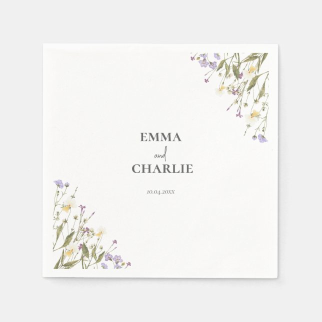 Servilleta De Papel Flores silvestres de Boho Papel boda botánico (Anverso)