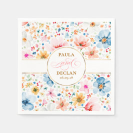 Servilleta De Papel Flores silvestres de color de agua elegante Boda B