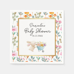 Servilleta De Papel Flores Silvestres de Conejito Adorable Baby Shower