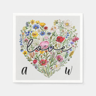 Servilleta De Papel Flores silvestres de flores de amor vintage