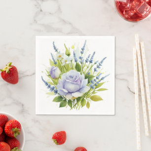 Servilleta De Papel Flores silvestres de lavadora acuarela