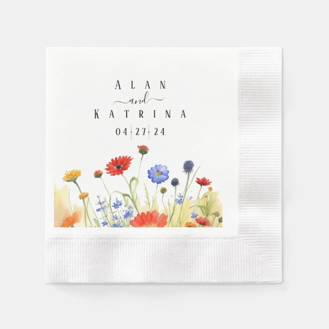 Servilleta De Papel Flores silvestres de primavera (Anverso)