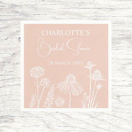 Servilleta De Papel Flores silvestres de Rubor Esbozadas Floral Bridal