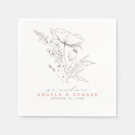 Servilleta De Papel Flores silvestres dibujadas a mano Elegante Boda M