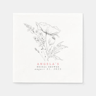 Servilleta De Papel Flores silvestres dibujadas a mano elegantes minim