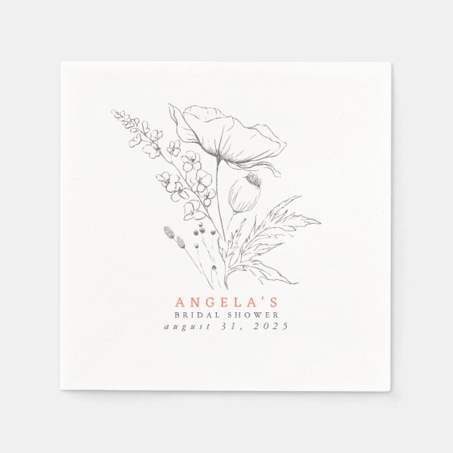 Servilleta De Papel Flores silvestres dibujadas a mano Servilletas ele (Anverso)