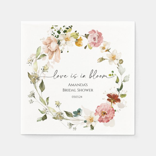 Servilleta De Papel Flores Silvestres El Amor Está en Flor (Anverso)