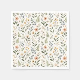 Servilleta De Papel Flores silvestres en colores neutros