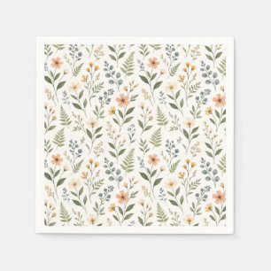 Servilleta De Papel Flores silvestres en colores neutros